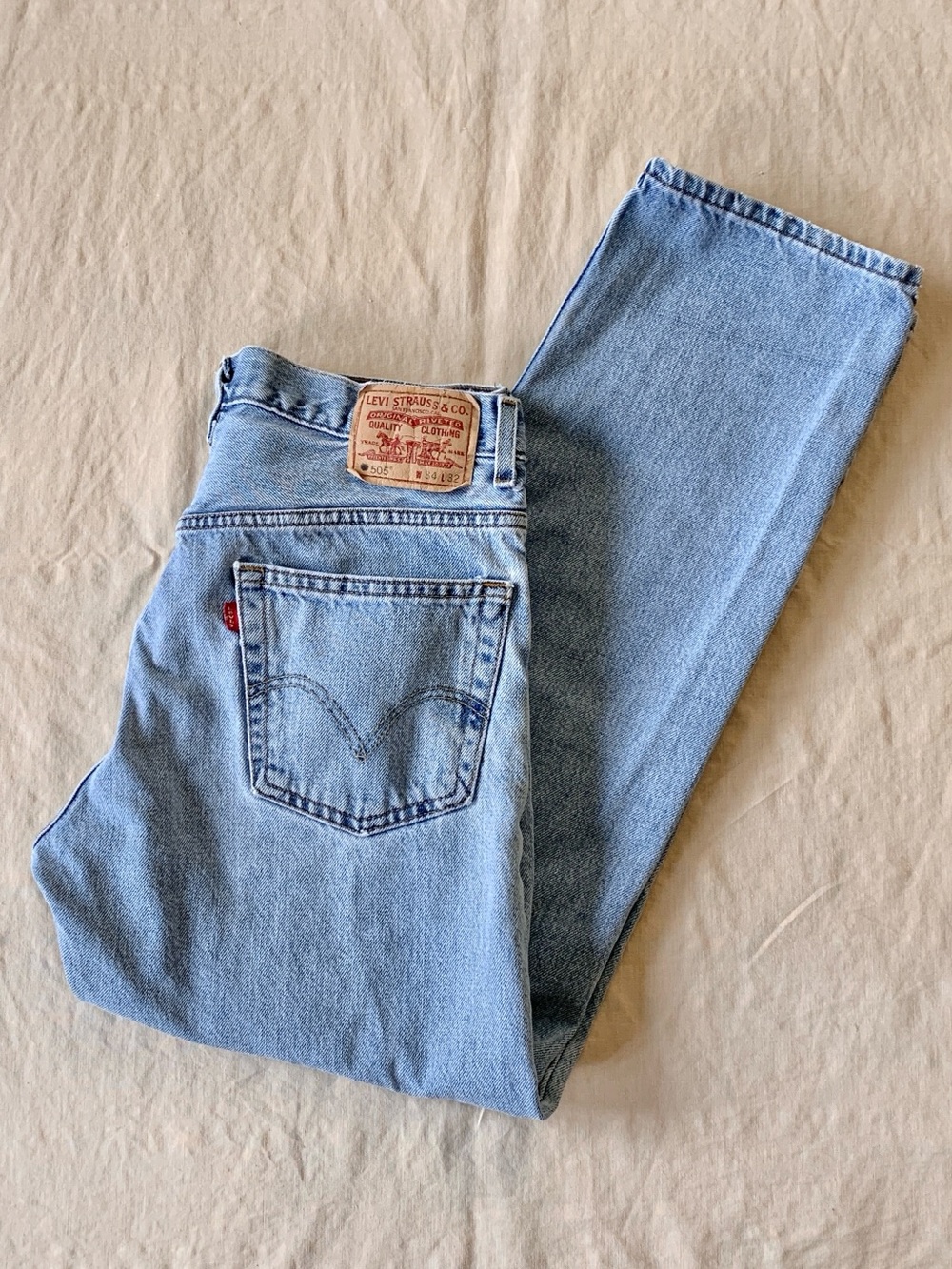 505 Levi’s Light Wash Regular Fit Jeans Men’s 100% Cotton Denim Pants W34 x L32